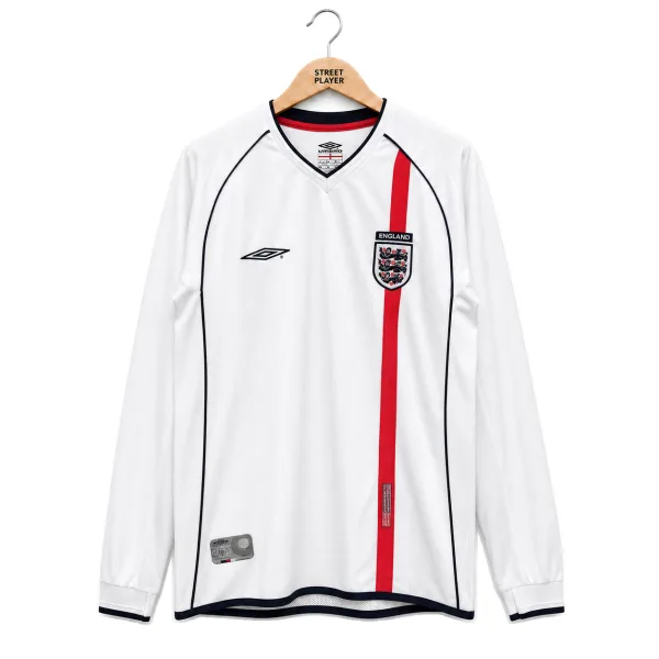 Angleterre Maillot Retro Domicile Manche Longues 2002