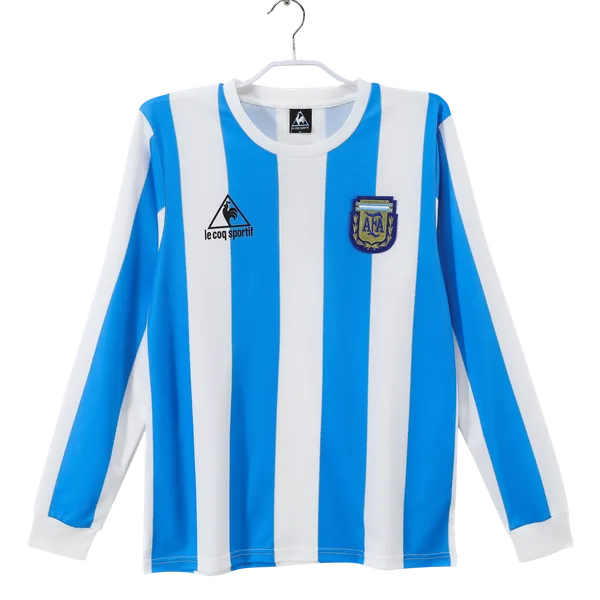 Argentine Maillot Retro Domicile Manche Longues 1986-