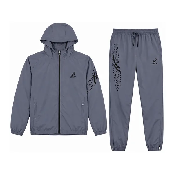 Asics Ensemble coupe-vent à capuche + pantalon – Gris