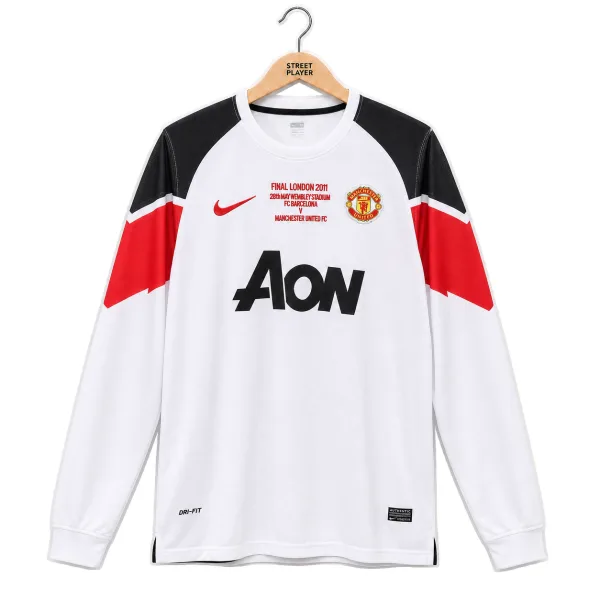 Manchester United Maillot Retro Manche Longues Exterieur 10/11
