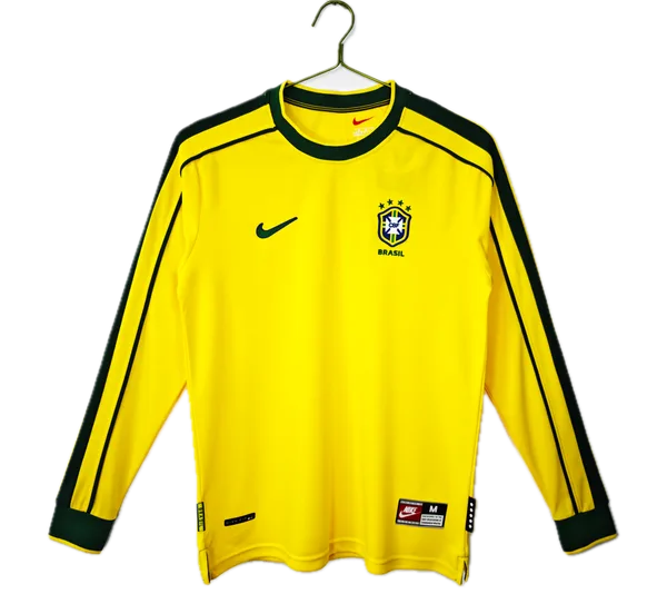Brésil Maillot Retro Domicile Manche Longues 1998