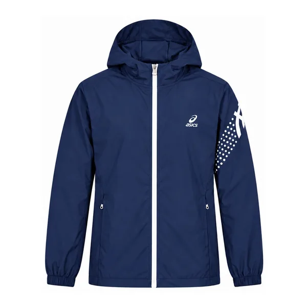 Asics Veste coupe-vent à capuche – Bleu
