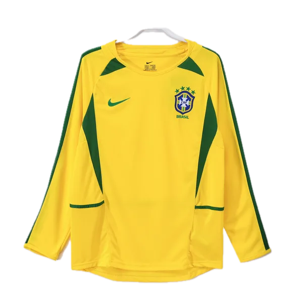 Brésil Maillot Retro Domicile Manche Longues 2002