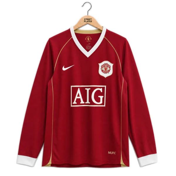 Manchester United Maillot Retro Manche Longues Domicile 06/07