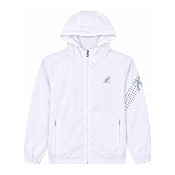 Asics Veste coupe-vent à capuche – Blanc / noir