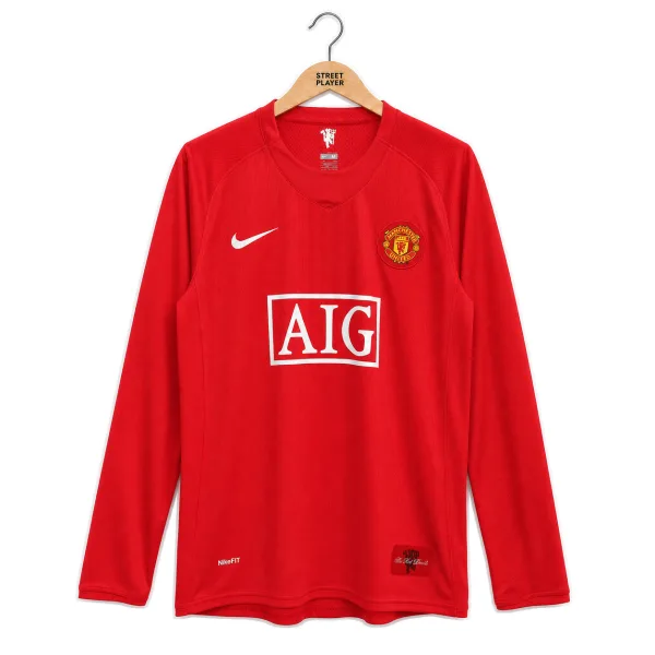 Manchester United Maillot Retro Manche Longues Domicile 07/08