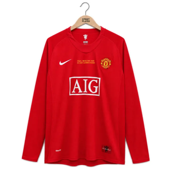 Manchester United Maillot Retro Manche Longues Domicile 07/08