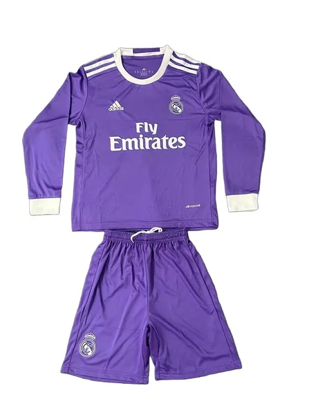 Real Madrid Tenue Rétro Extérieur Manche Longues 16/17 – Enfant